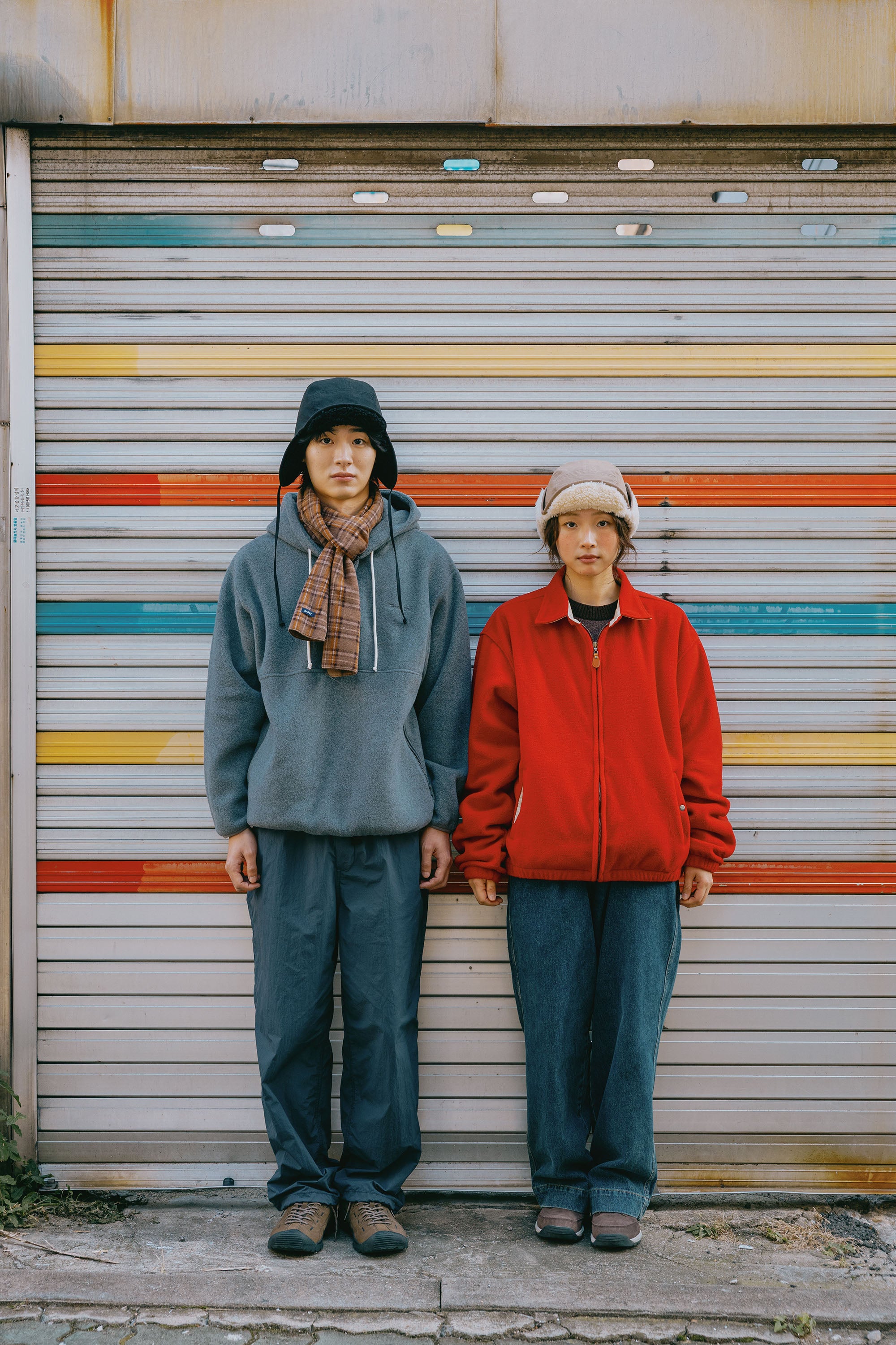 Kappy Fleece Check Muffler Brown
