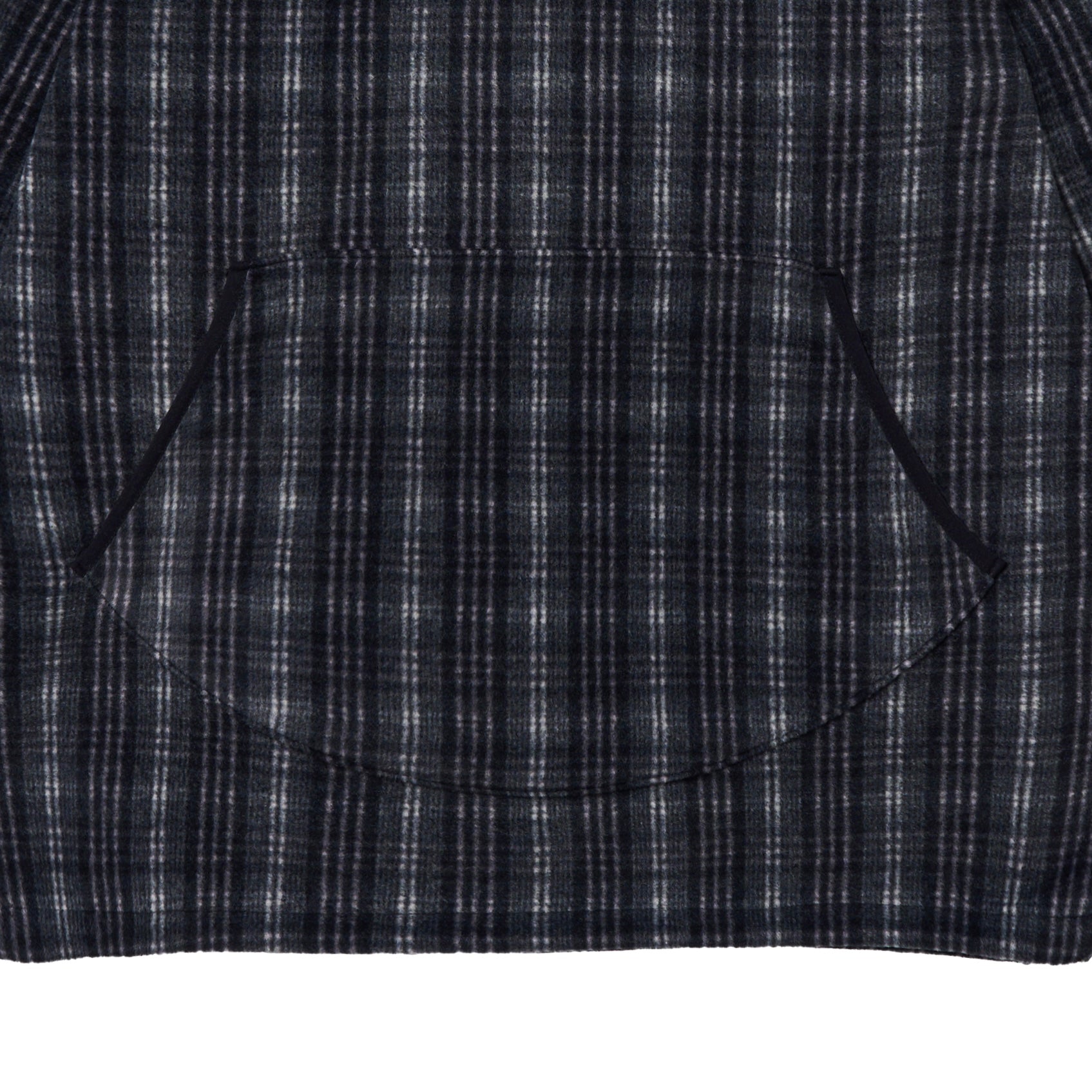 Fleece Check Button Hoodie Black