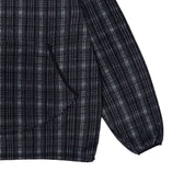 Fleece Check Button Hoodie Black