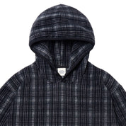 Fleece Check Button Hoodie Black