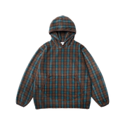 Fleece Check Button Hoodie Brown