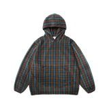 Fleece Check Button Hoodie Brown