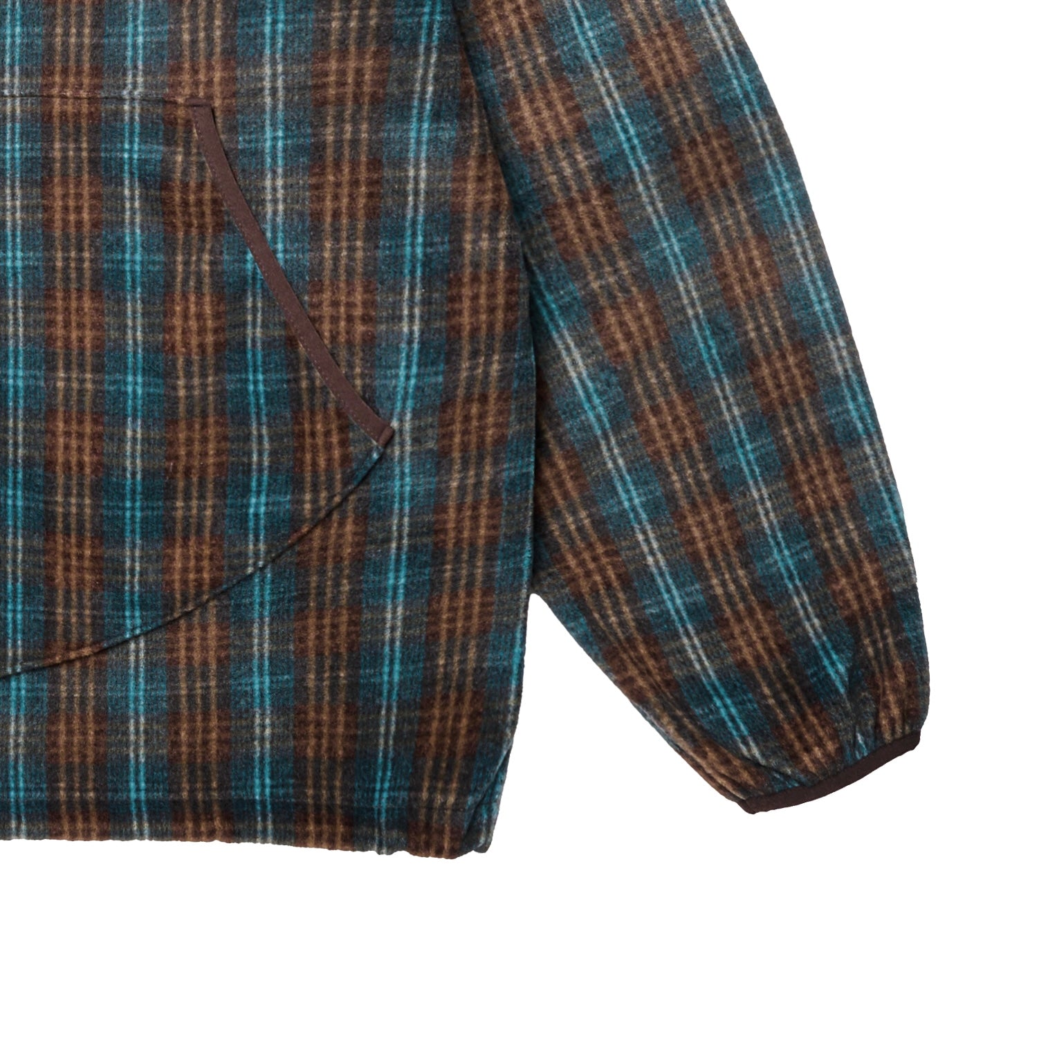 Fleece Check Button Hoodie Brown
