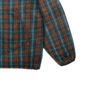 Fleece Check Button Hoodie Brown
