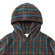 Fleece Check Button Hoodie Brown