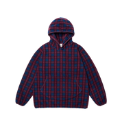 Fleece Check Button Hoodie Purple
