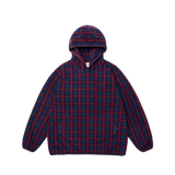 Fleece Check Button Hoodie Purple