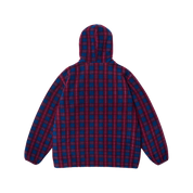 Fleece Check Button Hoodie Purple