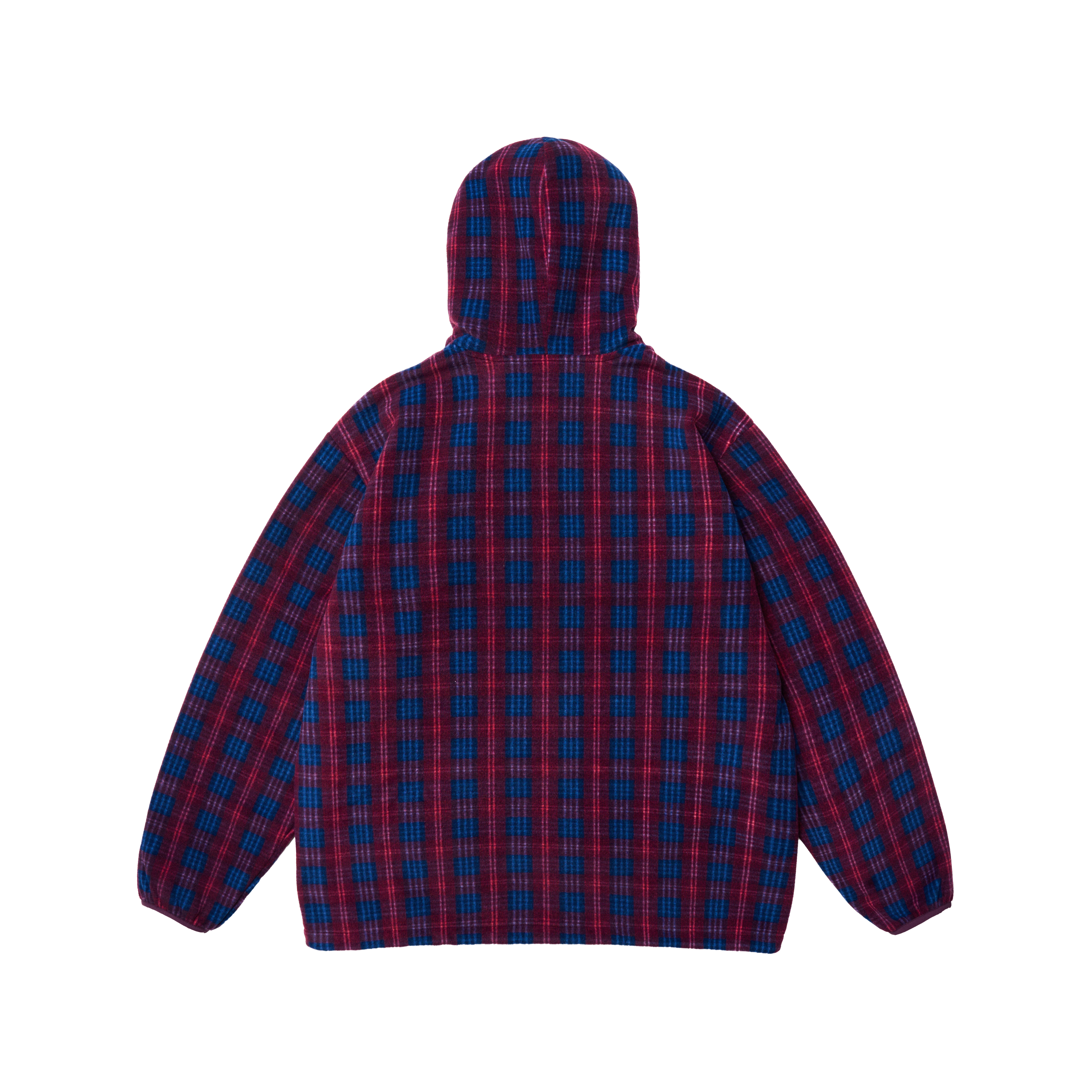 Fleece Check Button Hoodie Purple