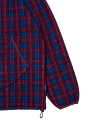 Fleece Check Button Hoodie Purple