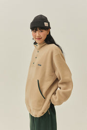 Fleece Button Anorak (Beige)