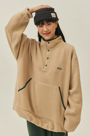 Fleece Button Anorak (Beige)