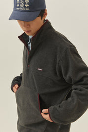 Fleece Button Anorak (Dark Grey)