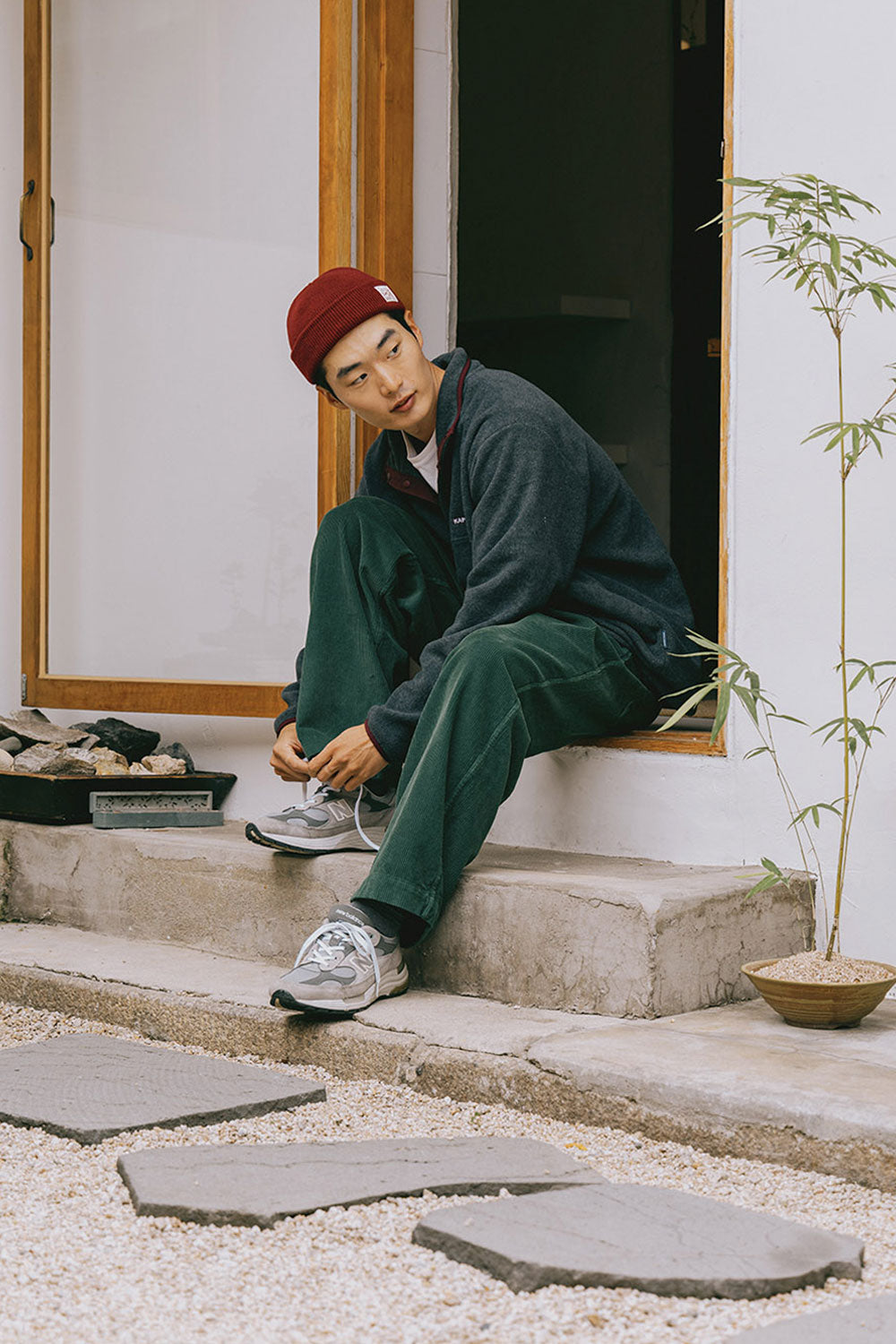 Fleece Button Anorak (Dark Grey)