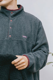 Fleece Button Anorak (Dark Grey)
