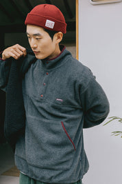 Fleece Button Anorak (Dark Grey)
