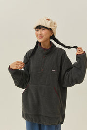 Fleece Button Anorak (Dark Grey)