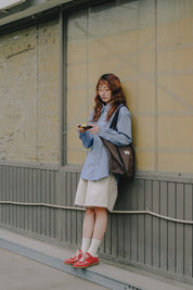 Two Tuck Wide Half Pants (Cream)