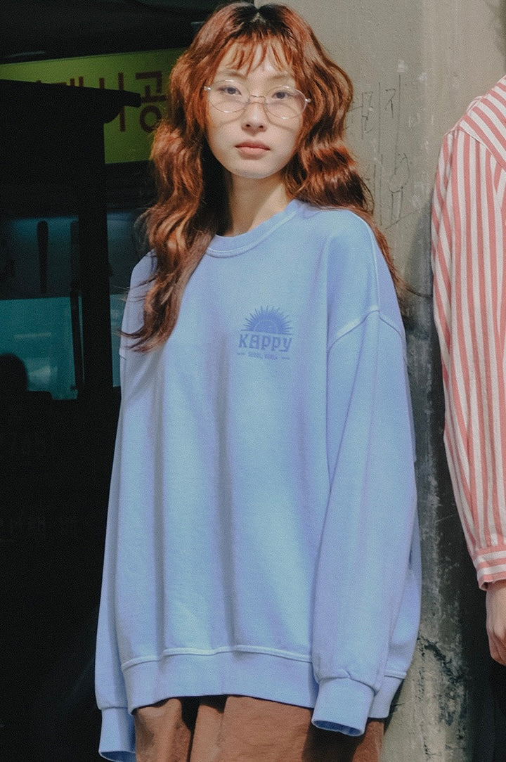 Sunny wink Pigment Sweatshirt (Sky Blue)