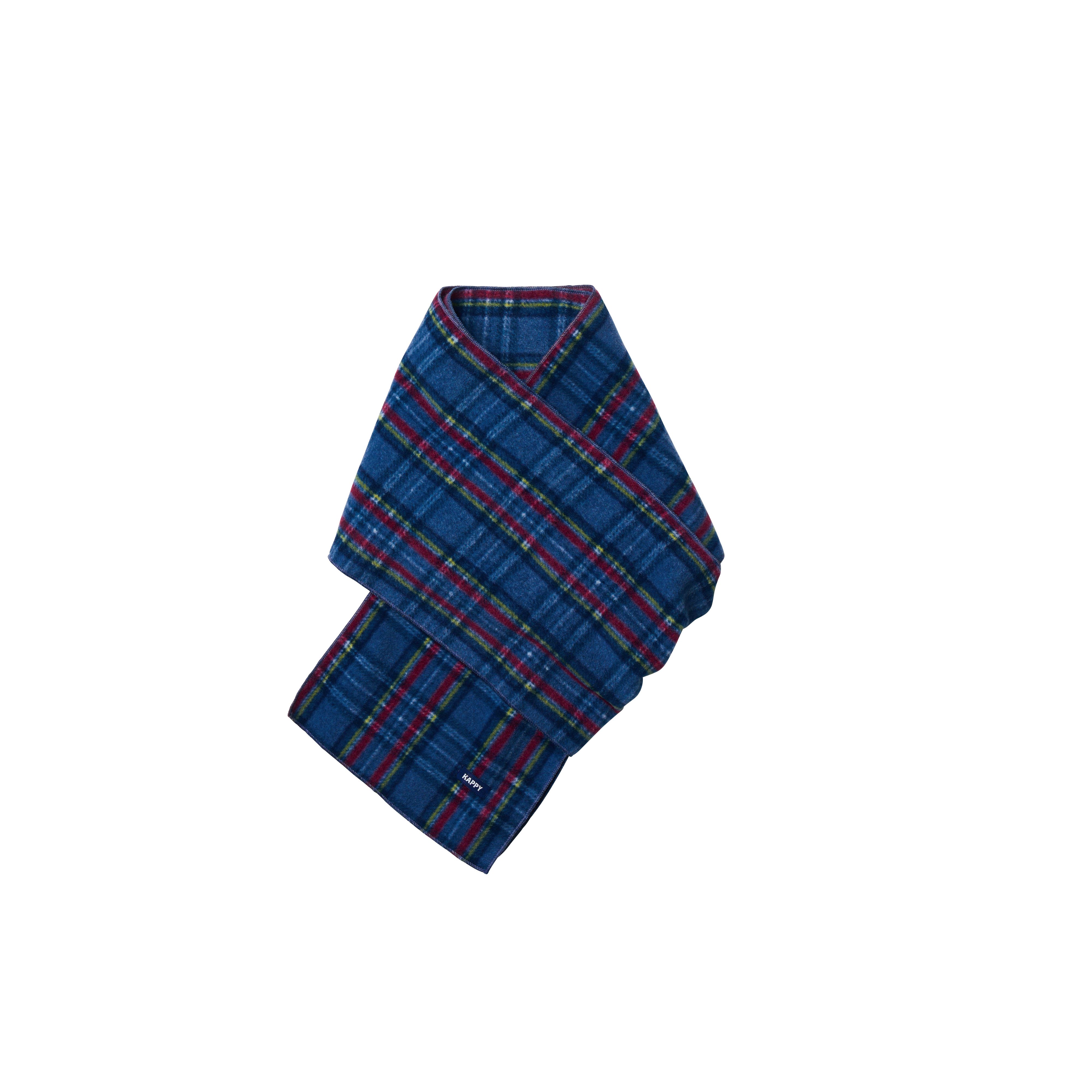 Kappy Fleece Check Muffler Blue