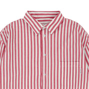 Red and white striped shirt on a white background