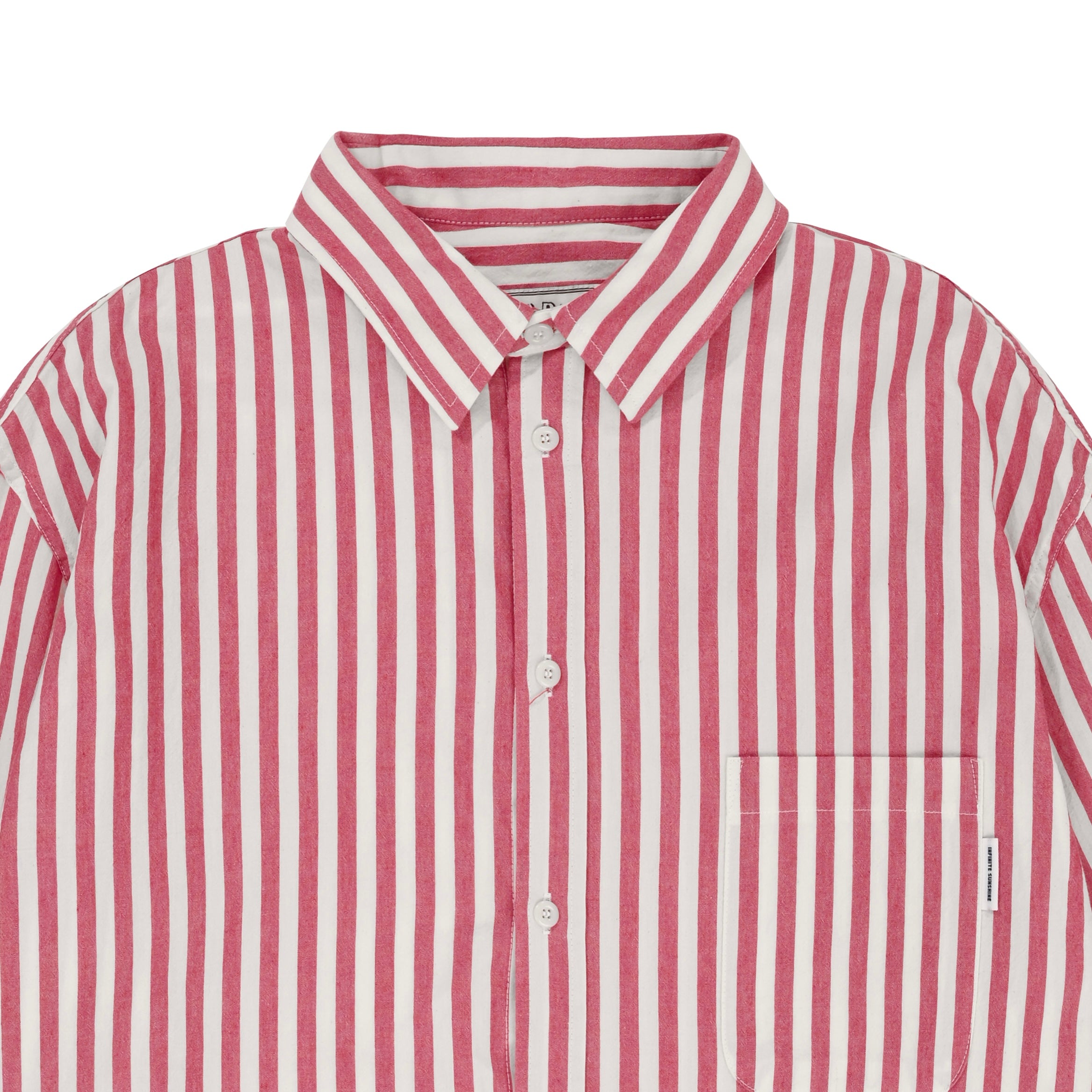 Red and white striped shirt on a white background