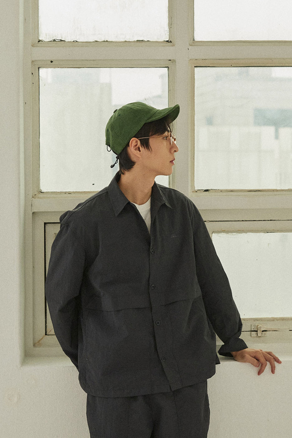 Nylon Shirt Jacket (Charcoal)