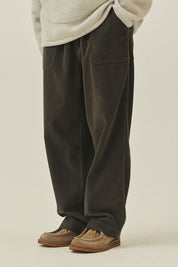 One Tuck Corduroy Pants (Charcoal)