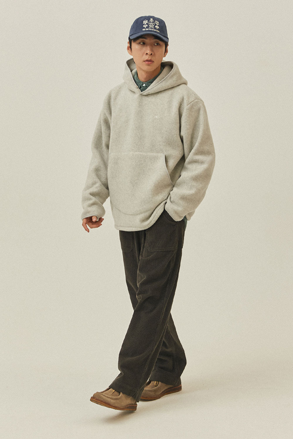 One Tuck Corduroy Pants (Charcoal)