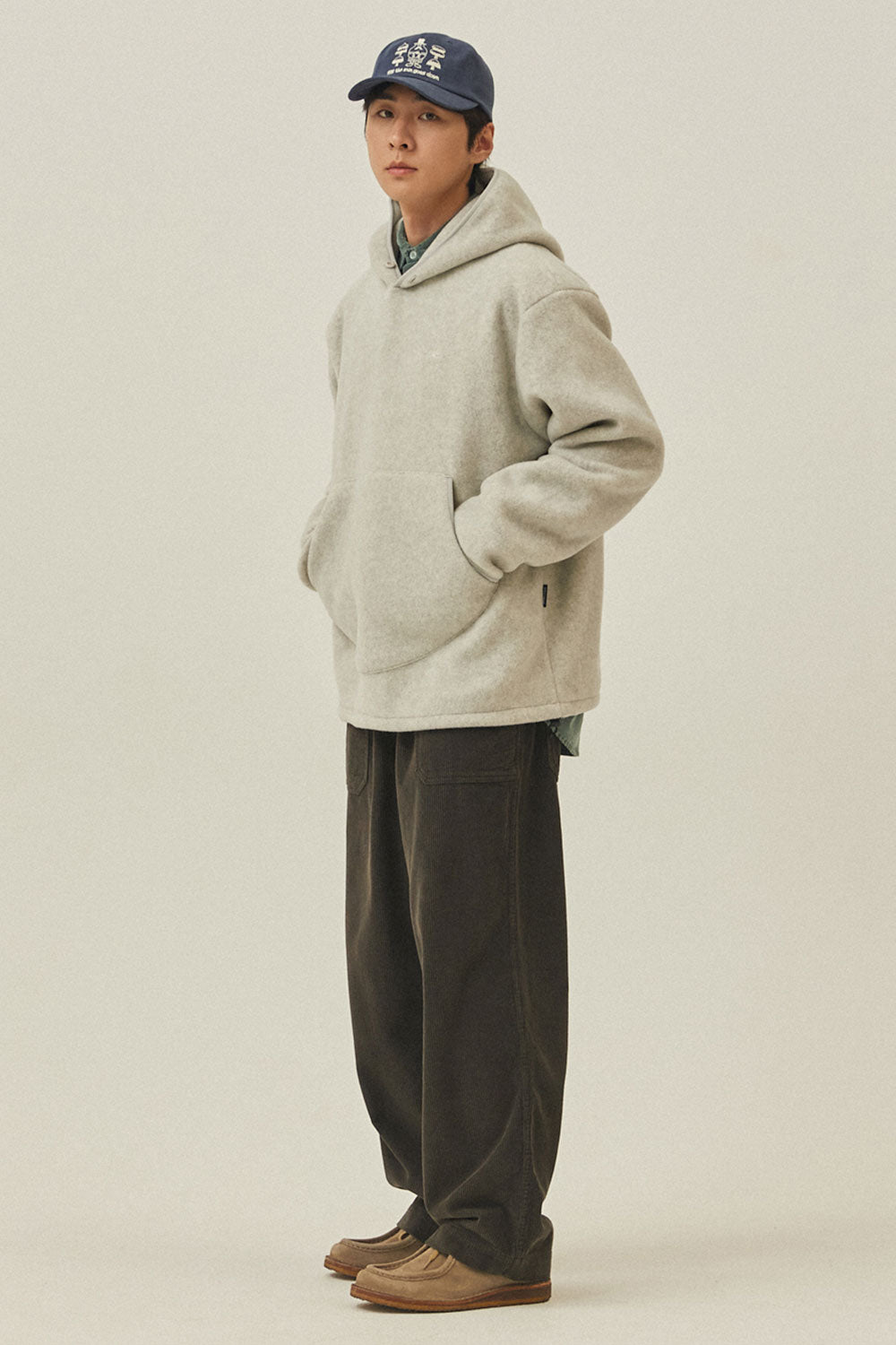 One Tuck Corduroy Pants (Charcoal)