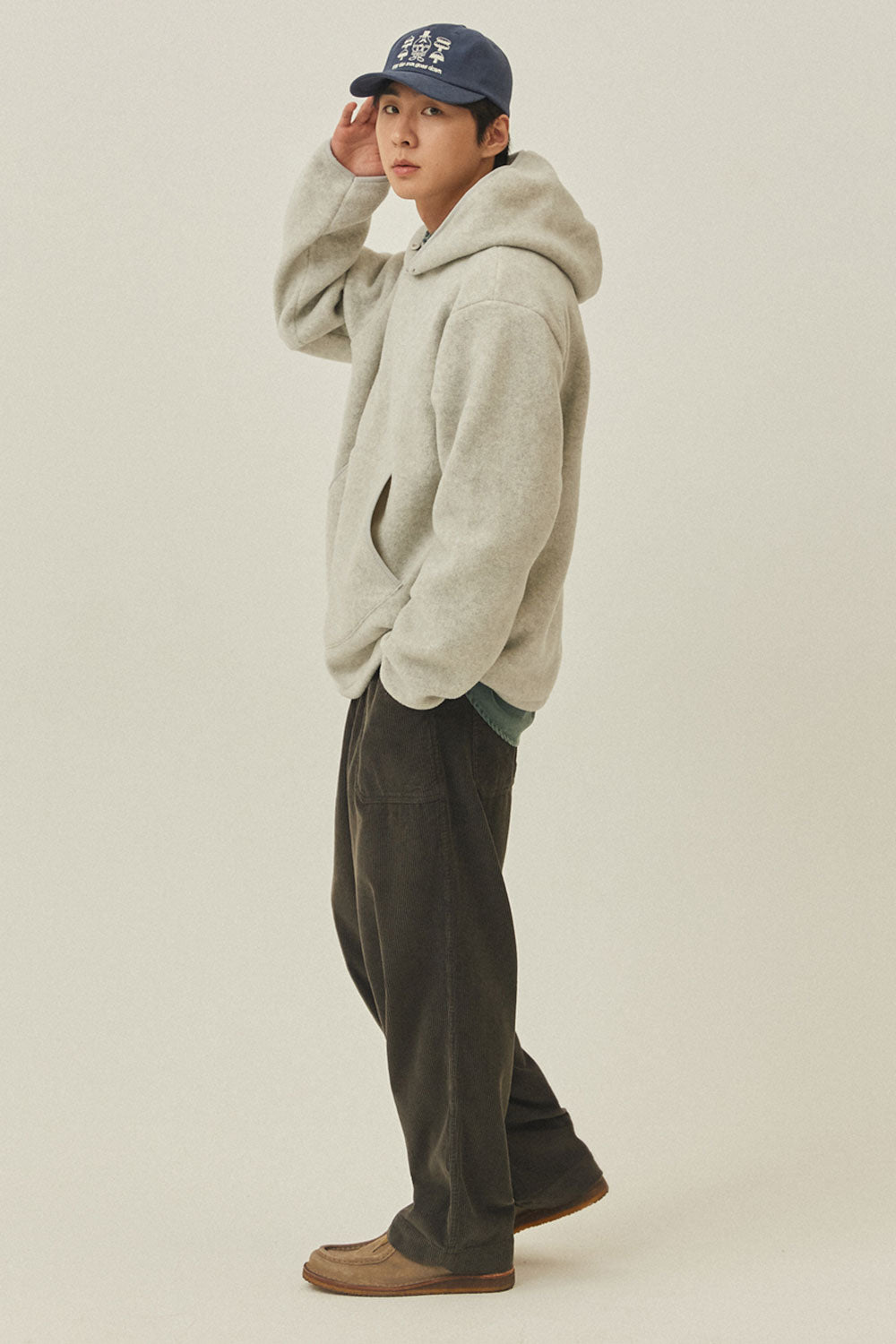 One Tuck Corduroy Pants (Charcoal)