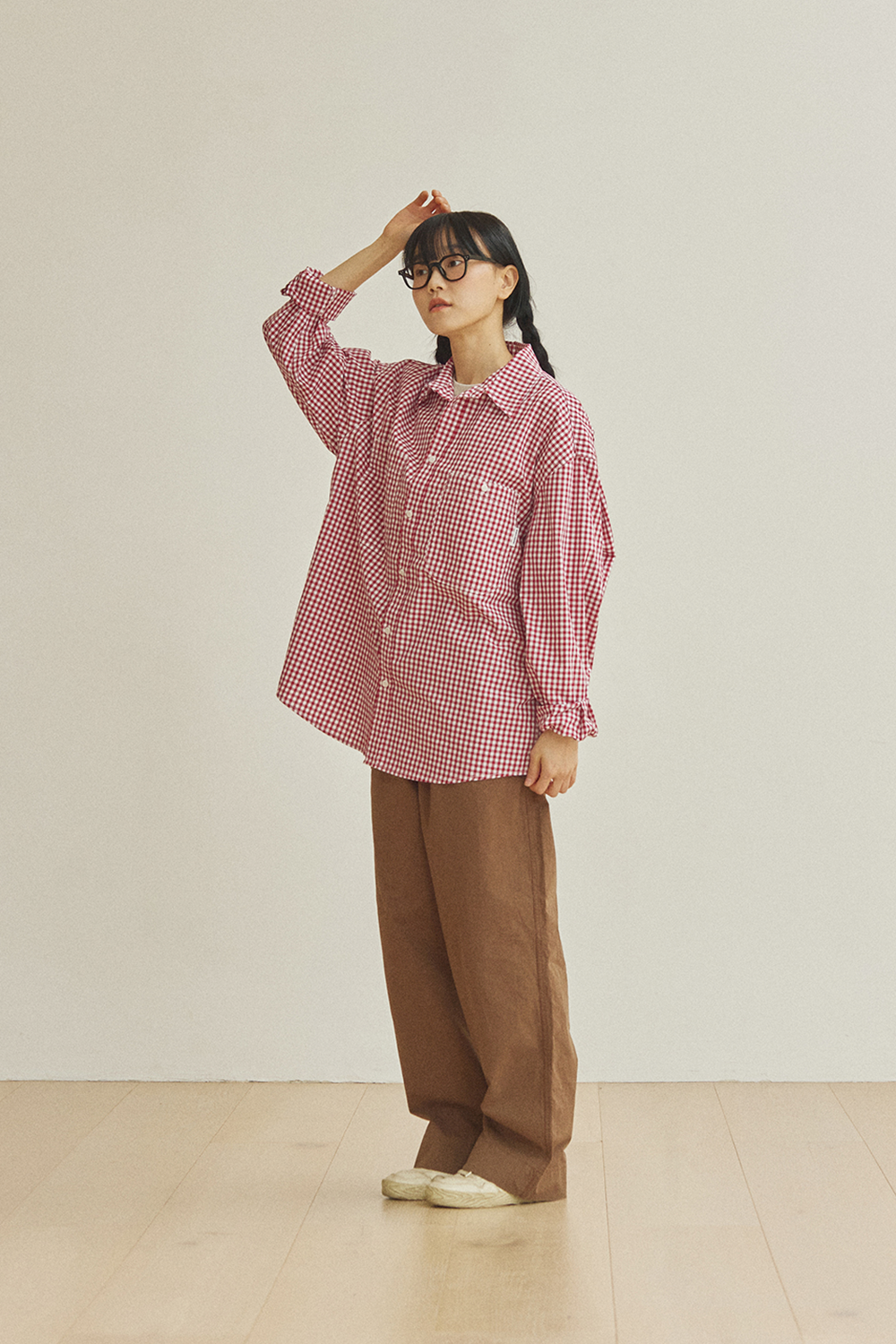 One Tuck Wide Fatigue Pants (Brown)