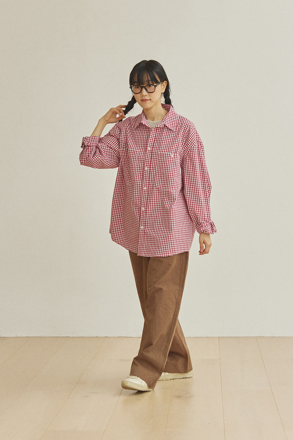 One Tuck Wide Fatigue Pants (Brown)