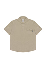 Pigment Henley Neck Half Shirt (Beige)