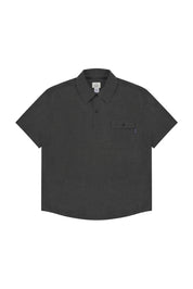 Charcoal short-sleeve polo shirt on a white background