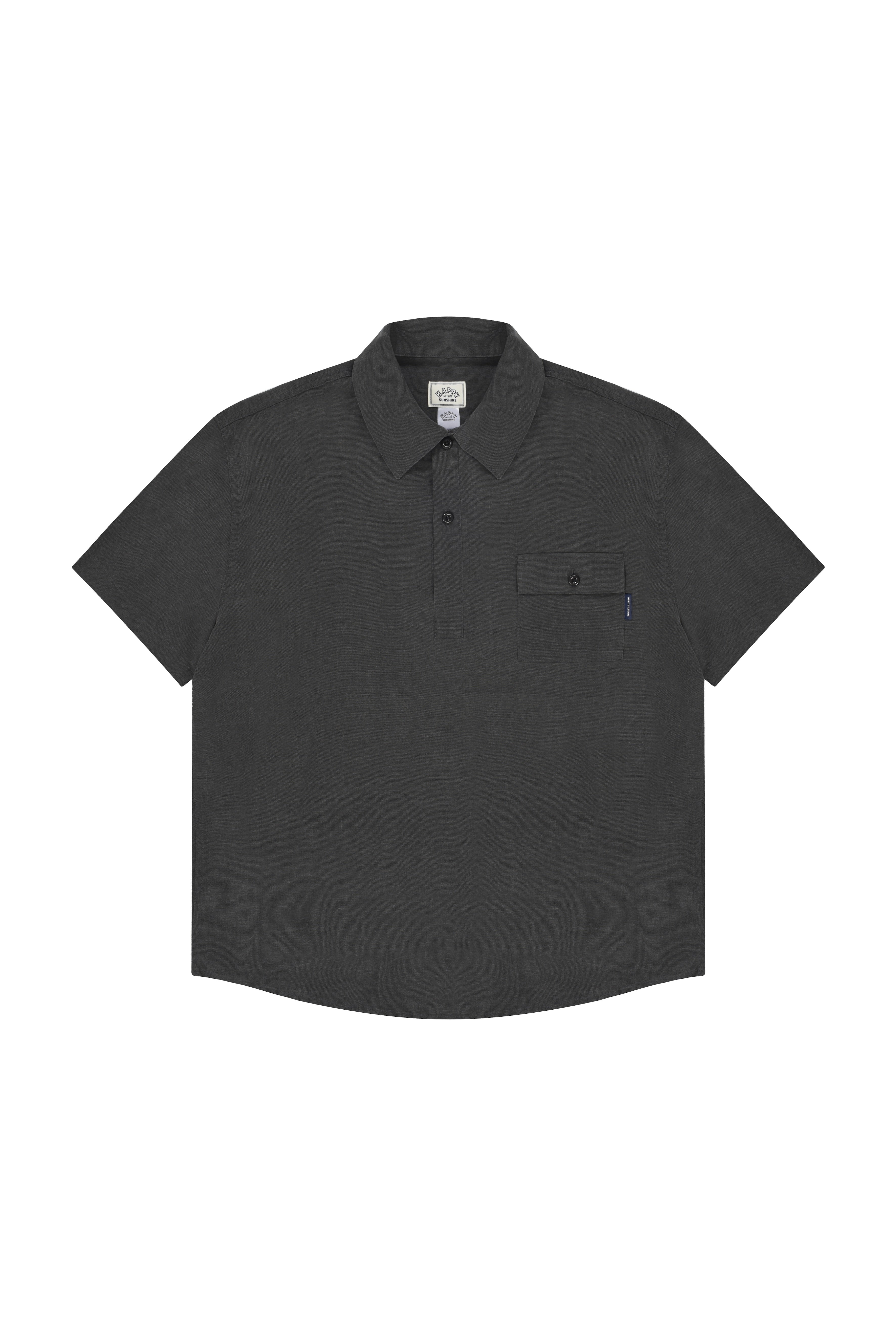 Charcoal short-sleeve polo shirt on a white background