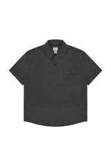 Pigment Henley Neck Half Shirt (Charcoal)
