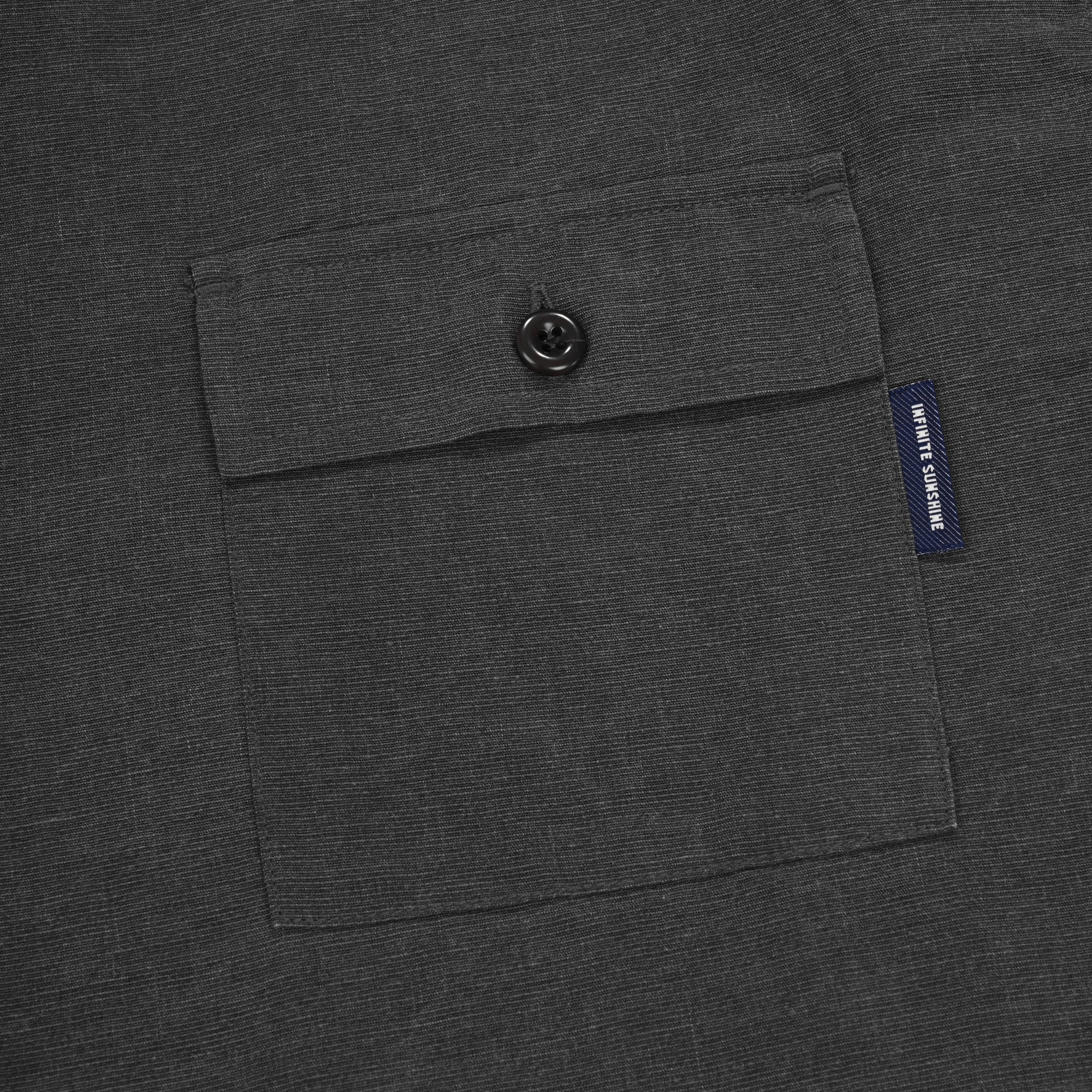 Pigment Henley Neck Half Shirt (Charcoal)