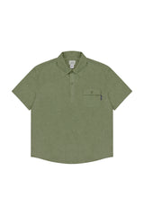 Pigment Henley Neck Half Shirt (Khaki)