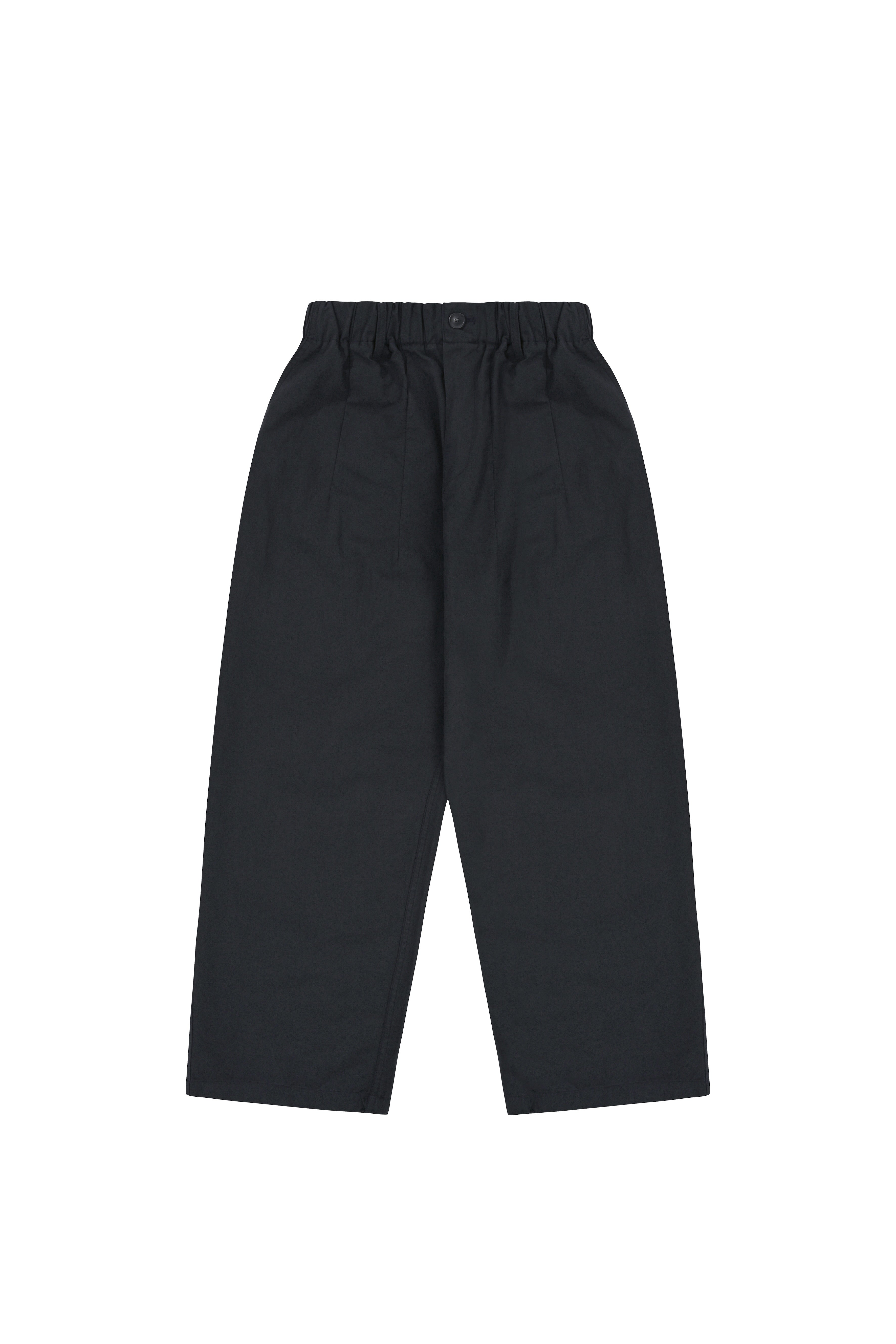 rear view of Navy pants on a white background