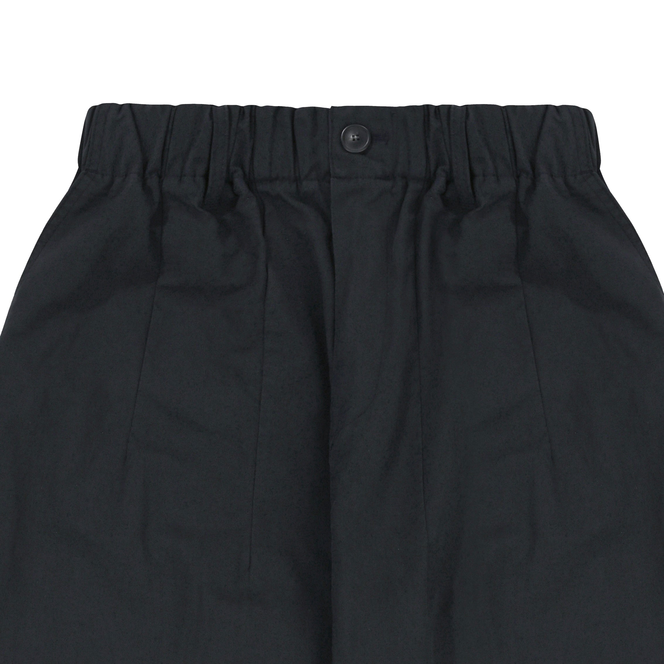 Navy pants with an elastic waistband on a white background