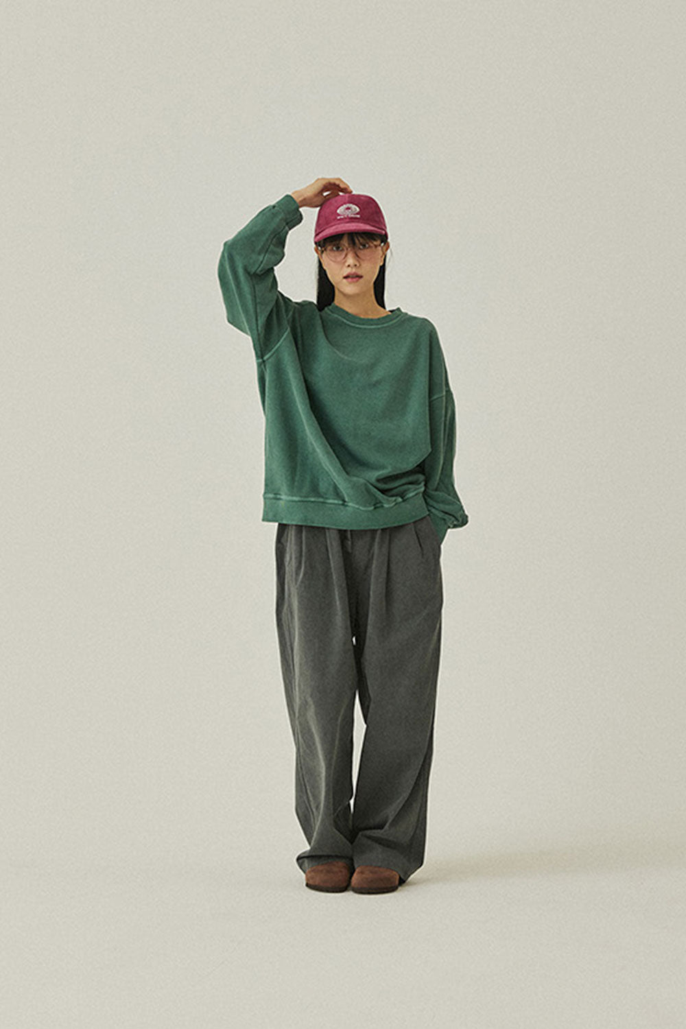 Pigment Two Tuck Wide Pants (Charcoal)