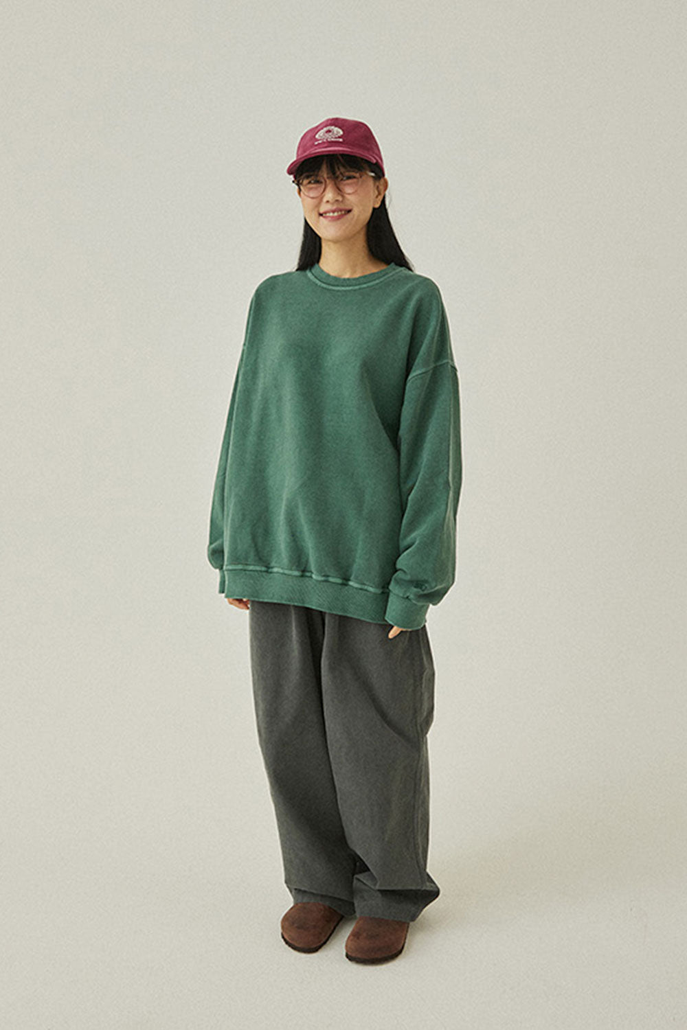 Pigment Two Tuck Wide Pants (Charcoal)