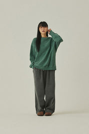 Pigment Two Tuck Wide Pants (Charcoal)
