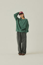 Pigment Two Tuck Wide Pants (Charcoal)