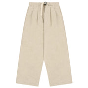 Beige wide-leg pants with a belt on a white background