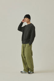 Pigment Two Tuck Wide Pants (Khaki)