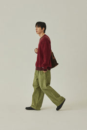 Pigment Two Tuck Wide Pants (Khaki)