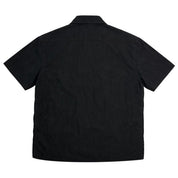 back view of Black short-sleeve shirt on a white background