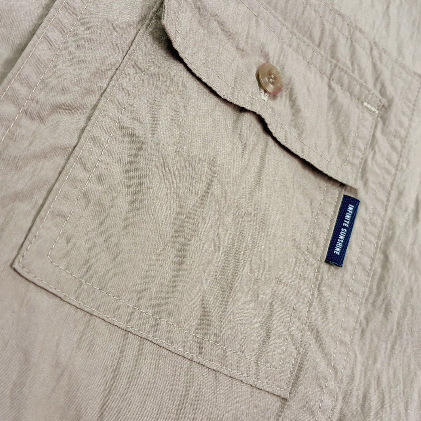Pocket Utility Half Shirt (Beige)